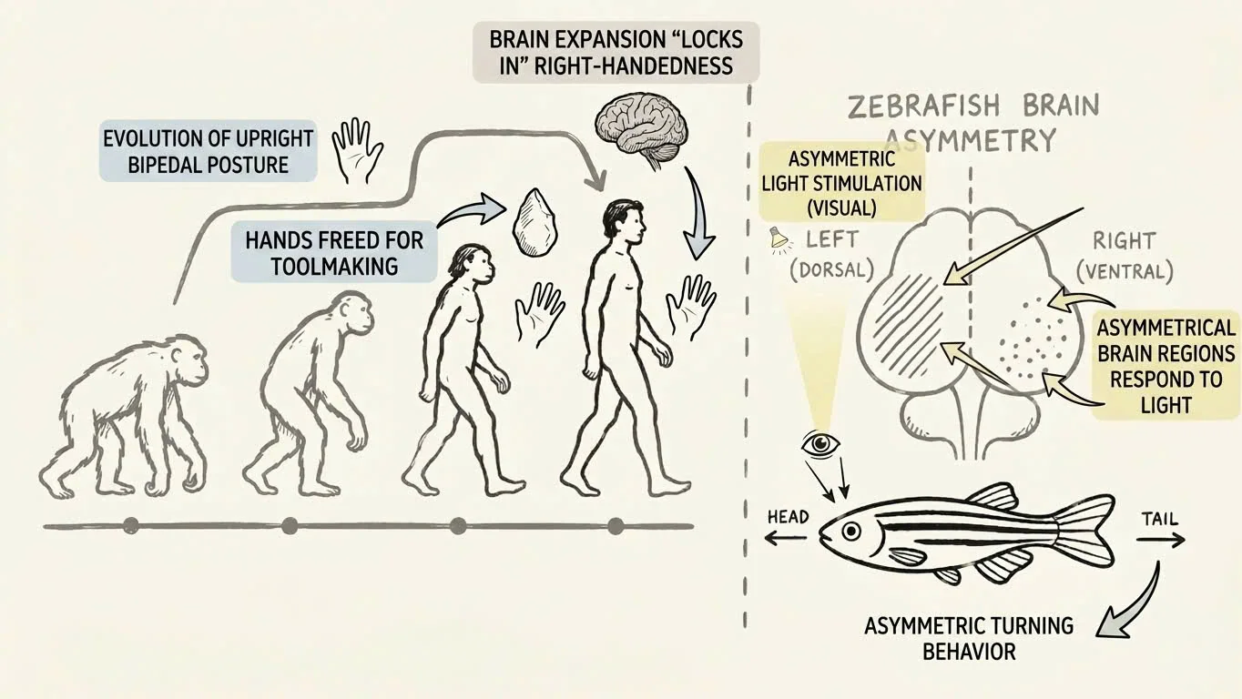 Bipedalism and Brain Growth Explain Why 90% of Humans Are Right-Handed