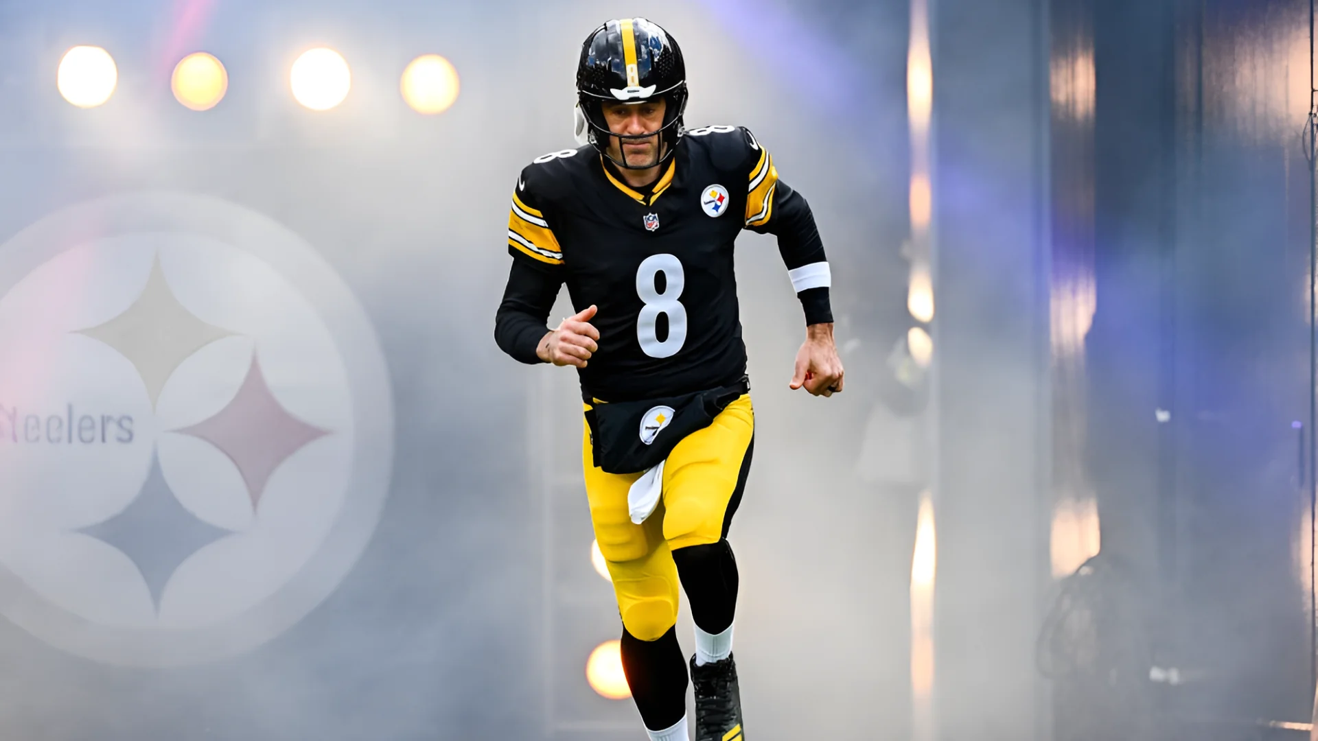 Aaron Rodgers of the Pittsburgh Steelers takes the field before a game at Acrisure Stadium in Pittsburgh in 2025.Justin Berl / Getty Images