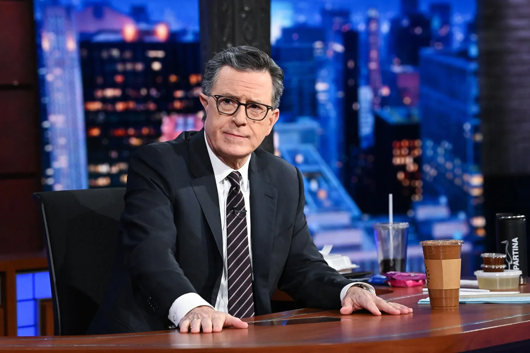 Colbert on the set of The Late Show on May 18.Photographer: Scott Kowalchyk/CBS/Getty Images