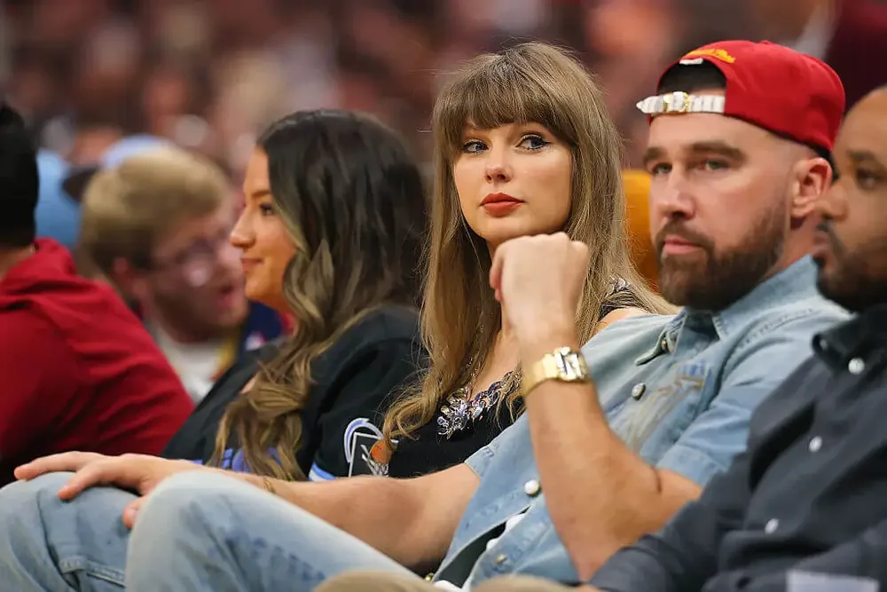 Taylor Swift and Travis Kelce were spotted courtside for Game 3 of the Knicks-Cavaliers Eastern Conference finals series. Gregory Shamus / Getty Images
