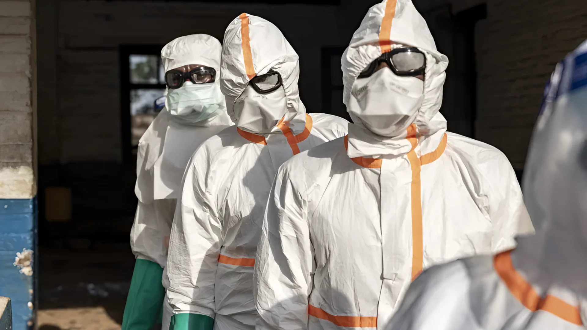 Workers disinfect their equipment at General Referral Hospital of Mongbwalu in Ituri province, in the eastern DRC, on Wednesday, after the Ebola disease tore through communities there. Michel Lunanga/Getty Images