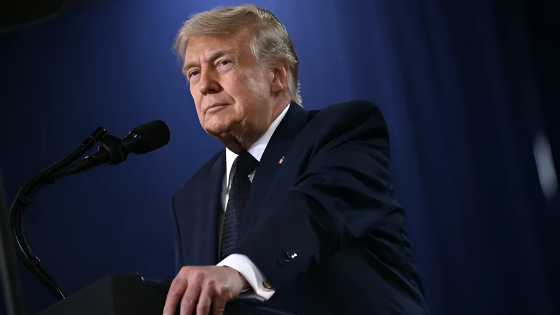 US President Donald Trump delivers a speech about the economy at Rockland Community College Fieldhouse in Suffern, New York, on May 22, 2026 [AFP]
