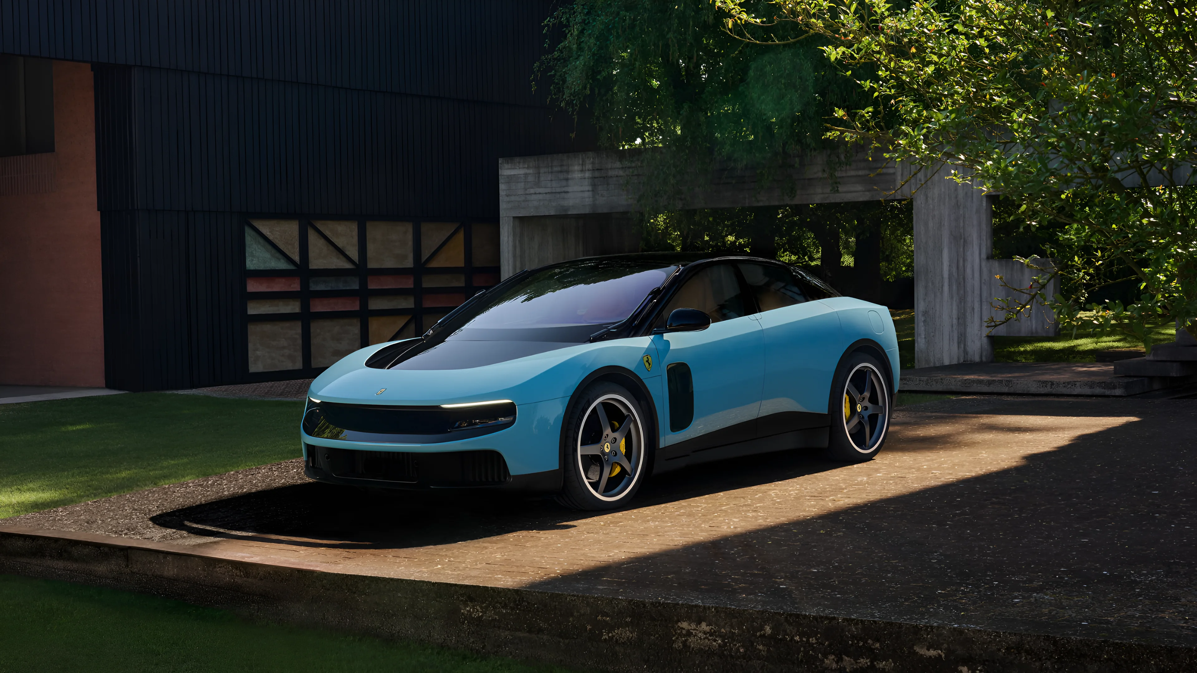 Ferrari's first EV has an aluminum body.