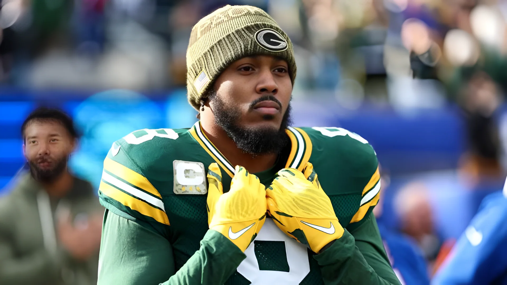 Packers running back Josh Jacobs was arrested and booked on several domestic violence charges. He is denying the allegations through his attorneys. Kevin Sabitus/Getty Images