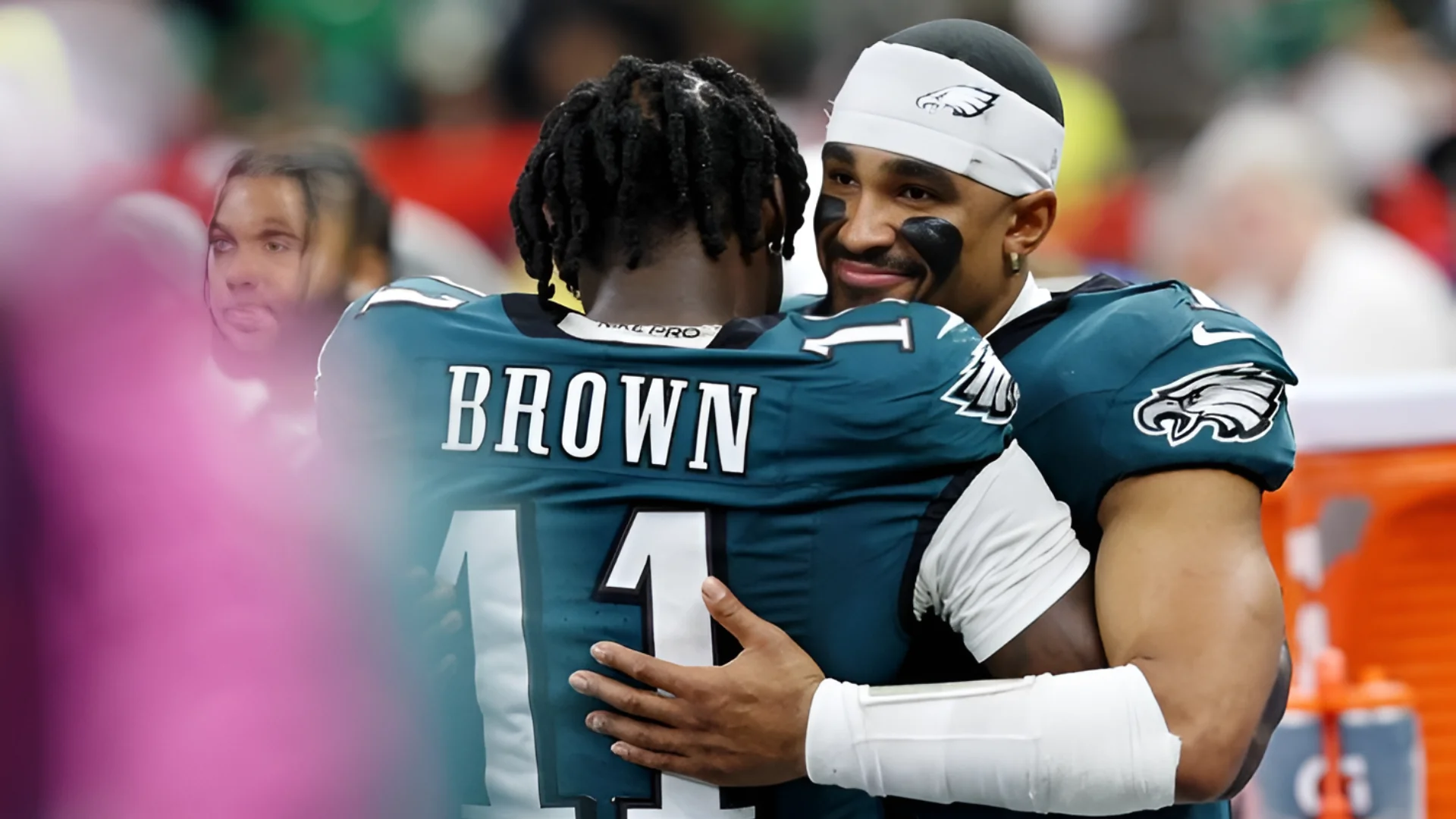 A.J. Brown and Jalen Hurts. Geoff Burke/Imagn Images