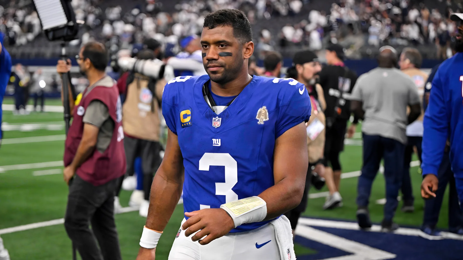 Russell Wilson’s final season came with the New York Giants. Photograph: Jerome Miron/AP