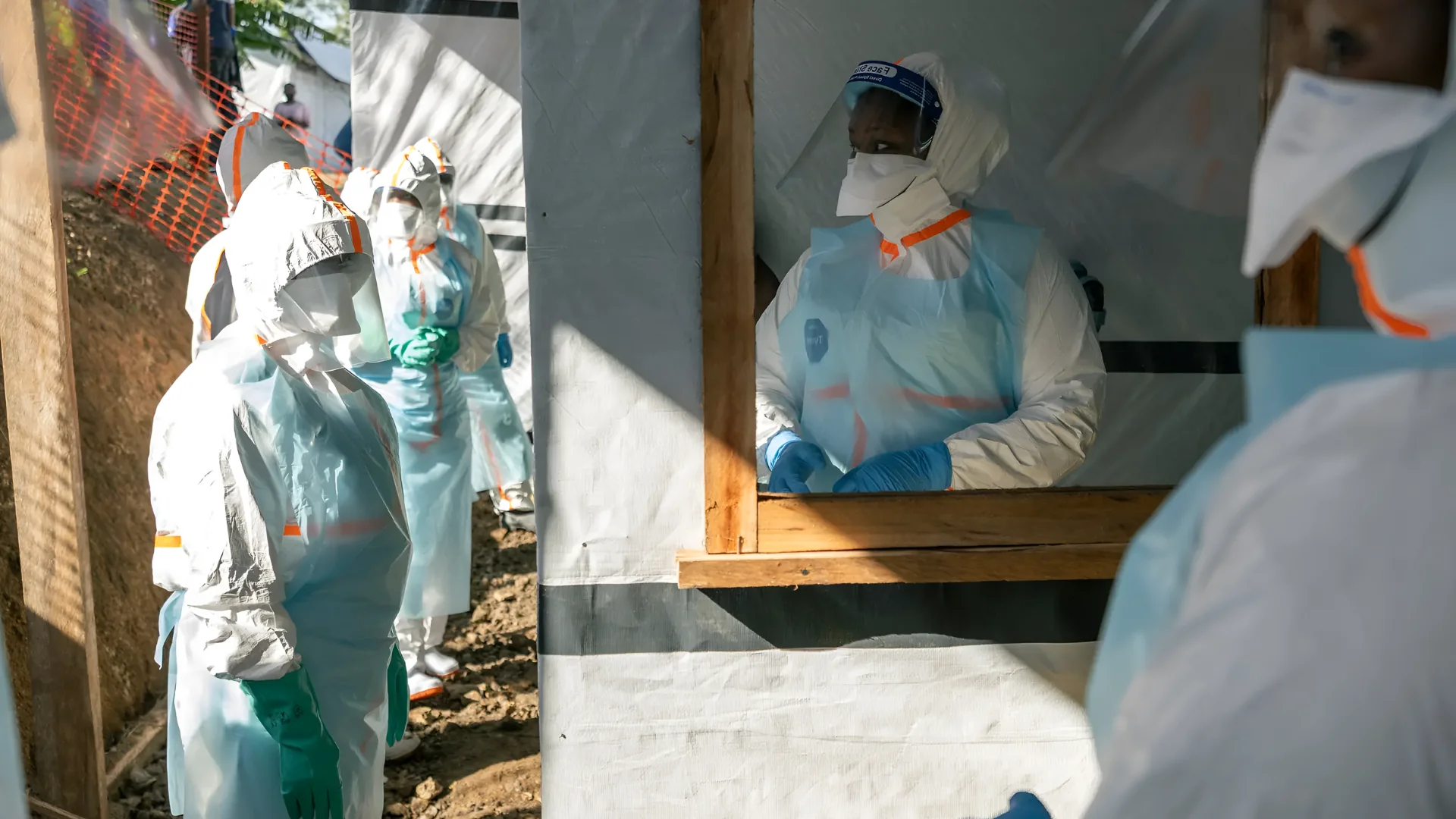 Health workers in the isolation ward of a newly established Ebola treatment center in Ituri Province in the Democratic Republic of the Congo, the epicenter of the Ebola outbreak, last month.Credit...Arlette Bashizi for The New York Times