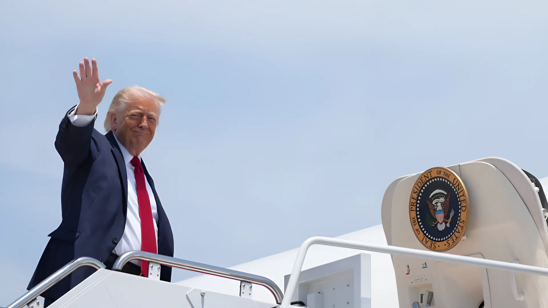 President Donald Trump at Joint Base Andrews on Friday. (Mark Schiefelbein/AP)
