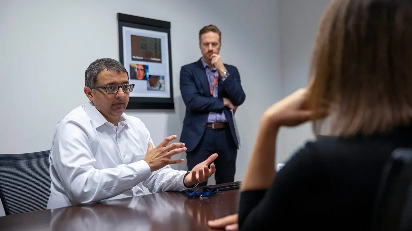 Then-principal deputy director for the CDC, Nirav Shah, discusses the rollout of the new COVID-19 vaccine during a meeting at the Centers for Disease Control and Prevention headquarters in Atlanta on Sept. 21, 2023. (Alyssa Pointer/The Washington Post)