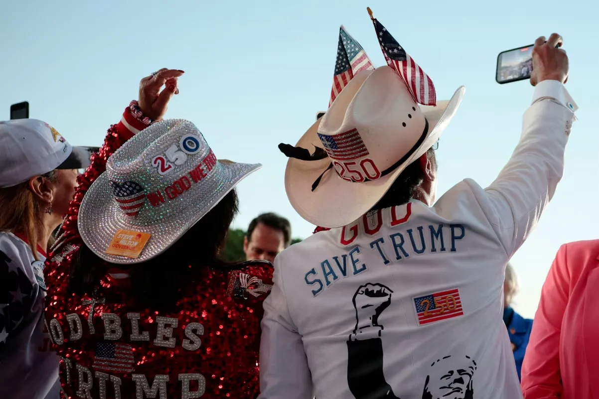 A person wearing a Trump-themed jacket attends a rally to kick off the Great American State Fair in celebration of the 250th anniversary of U.S. independence on the National Mall in Washington, DC, on June 24, 2026. Evan Vucci/Reuters