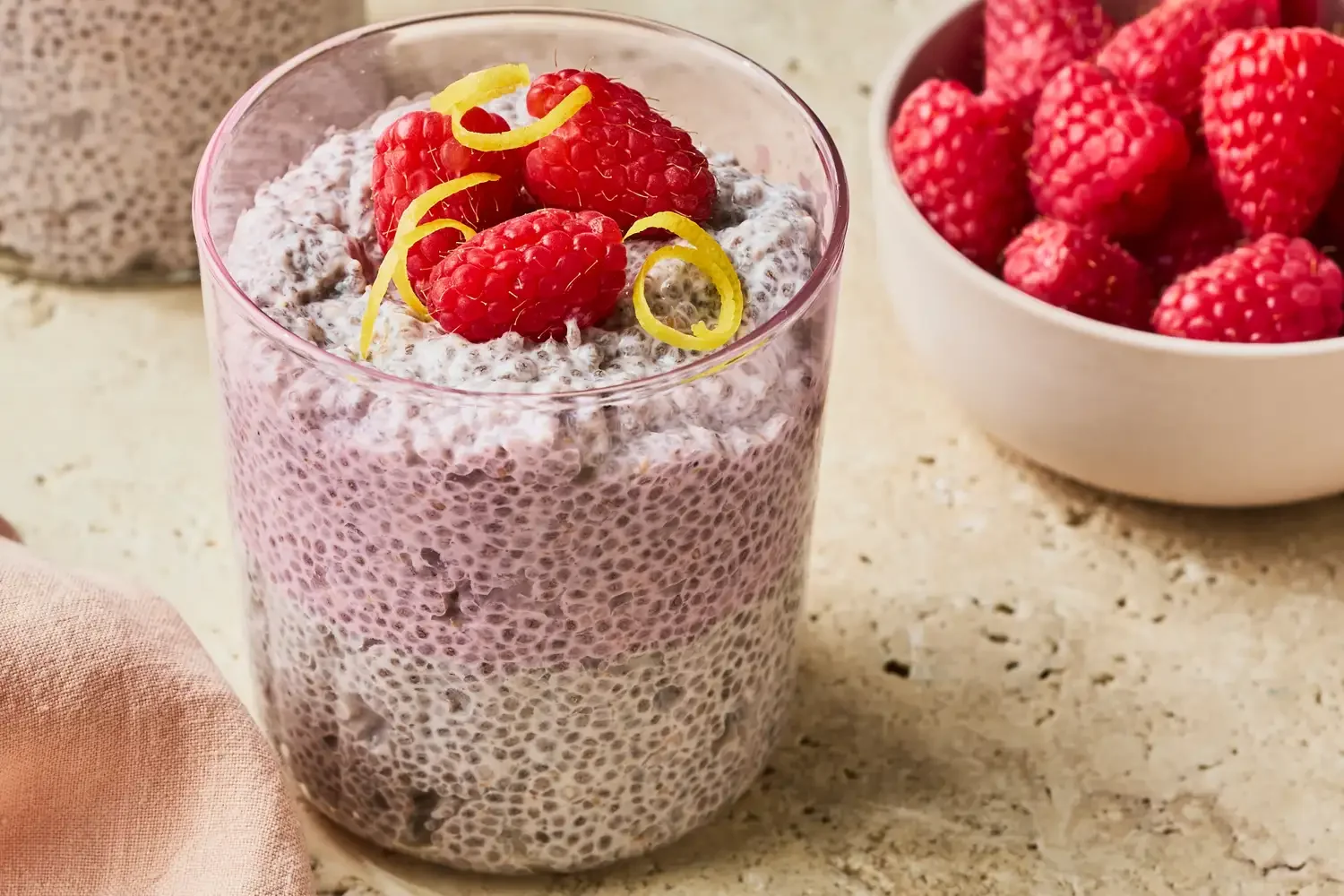 Blended Raspberry Chia Pudding. Photographer: Greg DuPree.