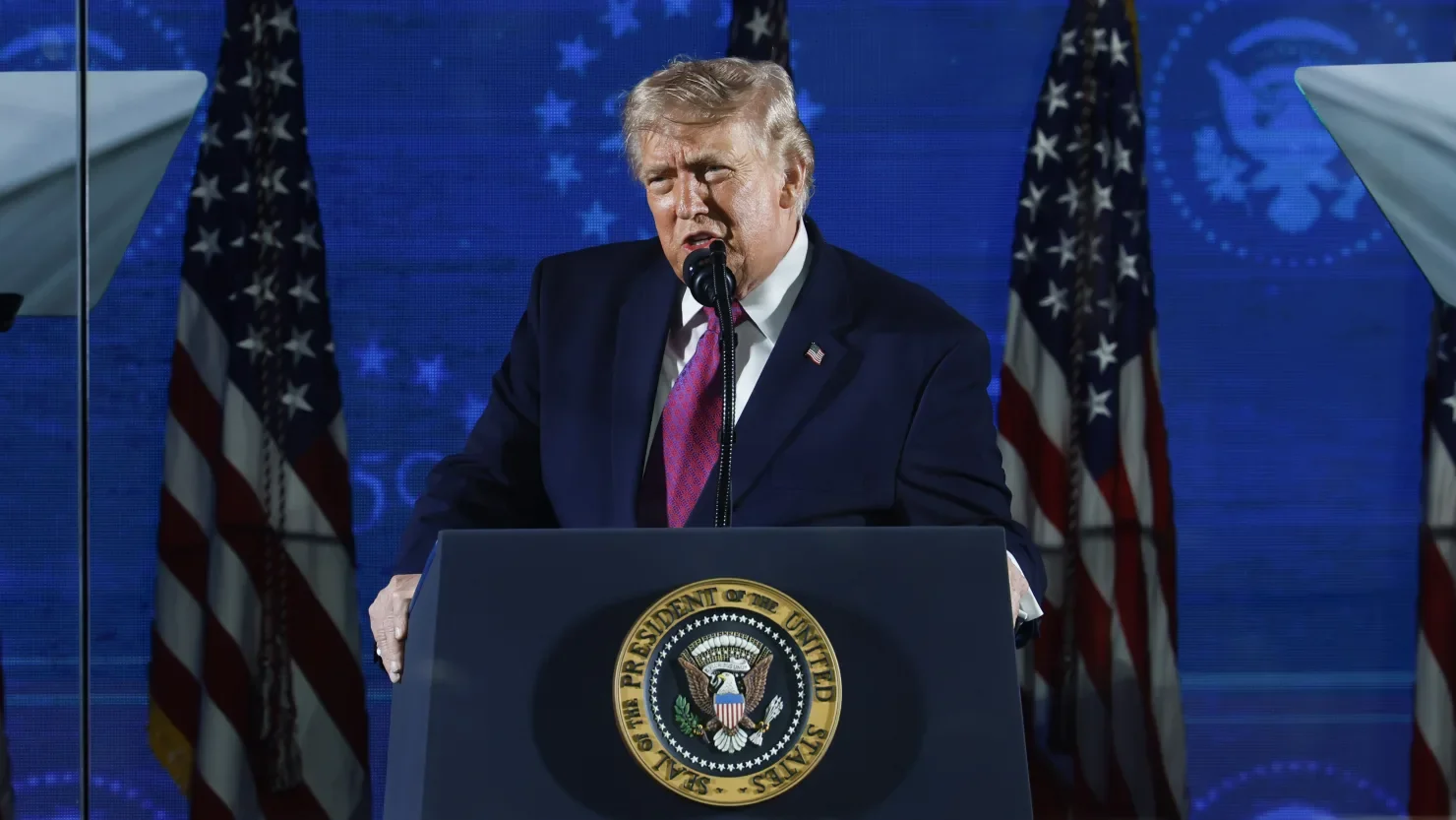 President Donald Trump speaks during a rally at Mount Rushmore National Memorial on July 03, 2026, in Keystone, South Dakota. Trump held a rally and fireworks show at Mount Rushmore, kicking off a weekend of 250th Independence Day celebrations across the country. Chip Somodevilla | Getty Images News | Getty Images