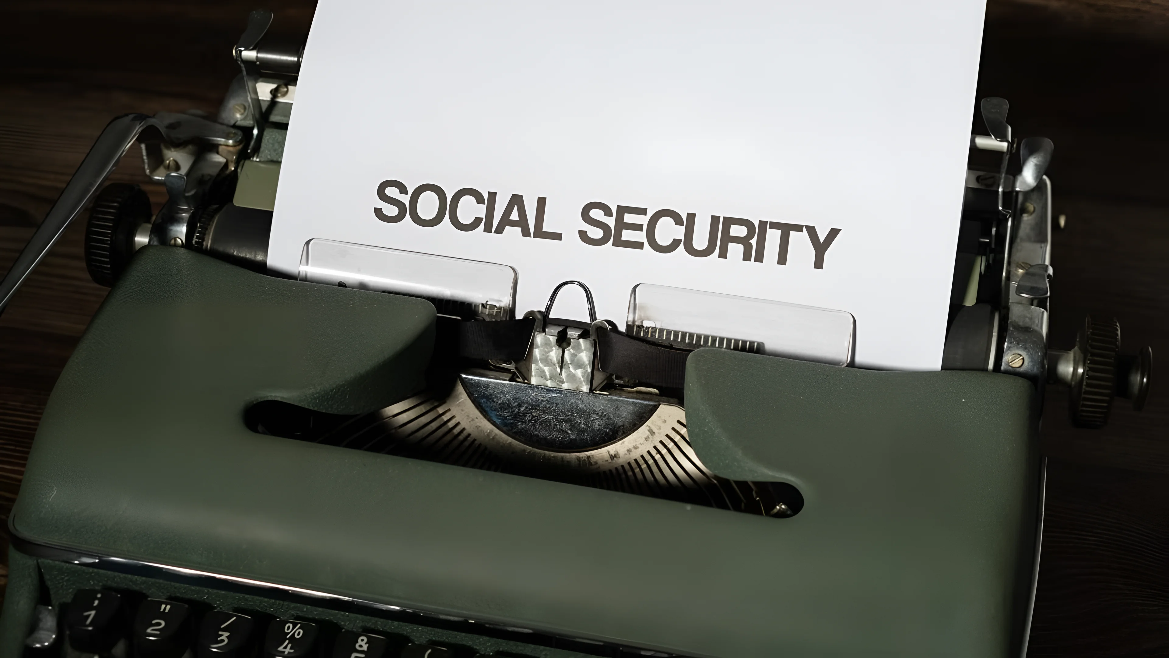 Social Security text on a vintage typewriter. Photo: Markus Winkler