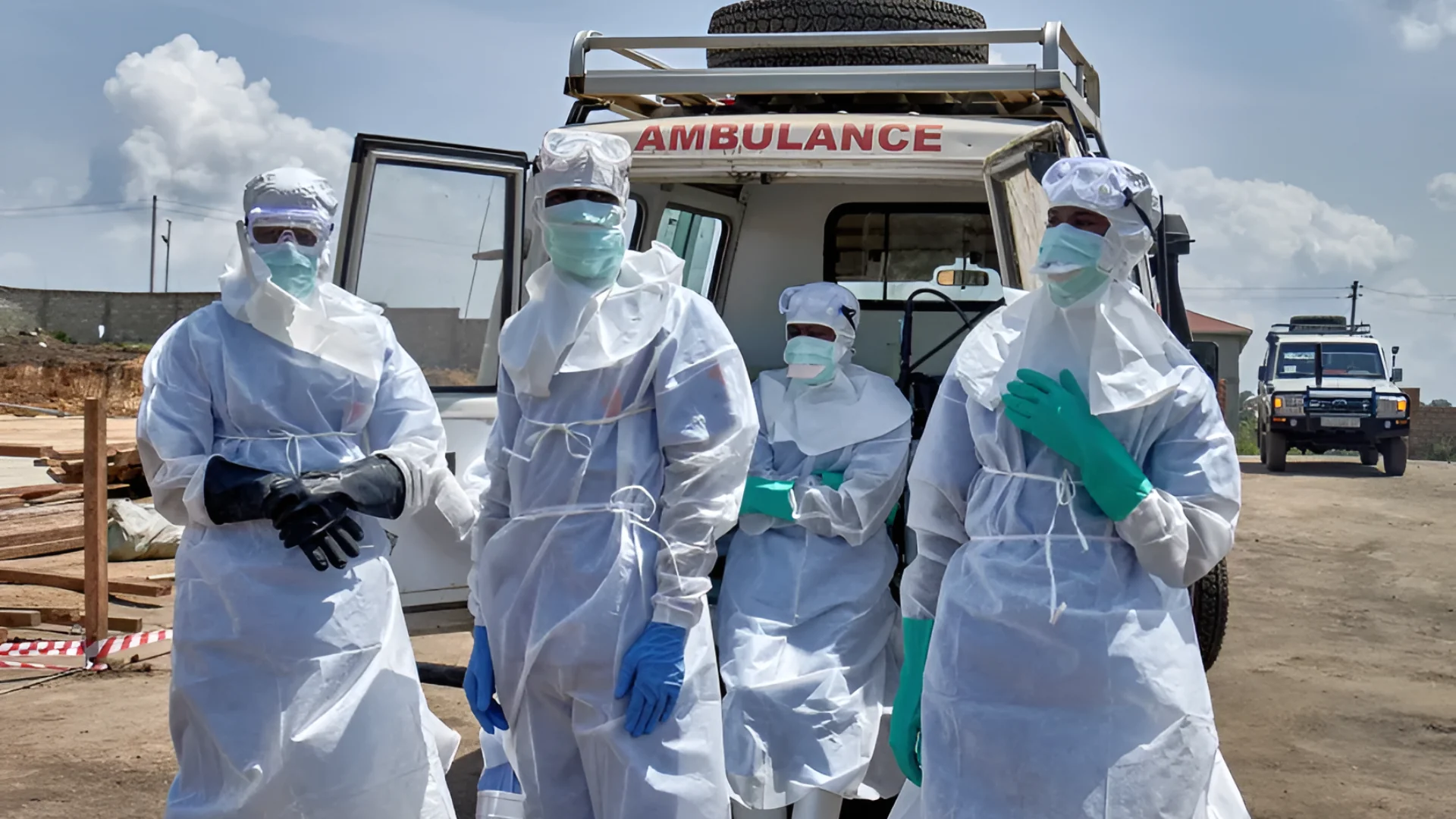 Red Cross workers gather as aid agencies intensify efforts to contain the Ebola outbreak caused by the Bundibugyo virus 