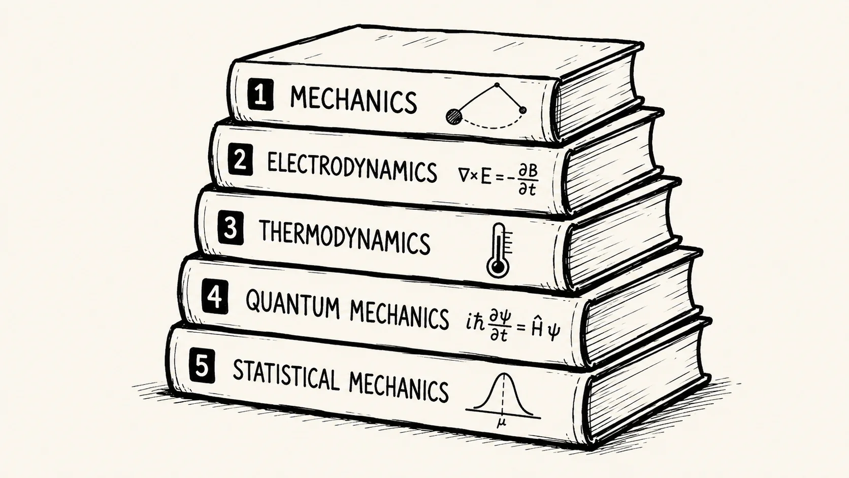 A stack of books on mechanics and physics. Credit: AI/bytepith.com