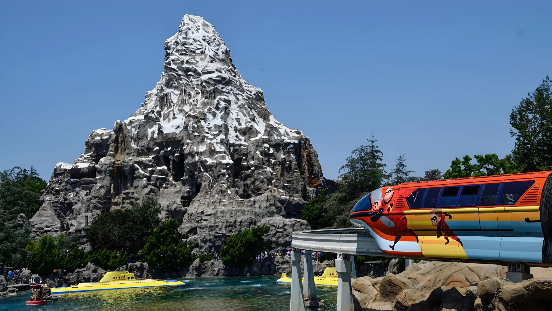 The Finding Nemo Submarine Voyage, The Monorail, and the Matterhorn Bobsleds are shown at Disneyland. (Photo by Jeff Gri