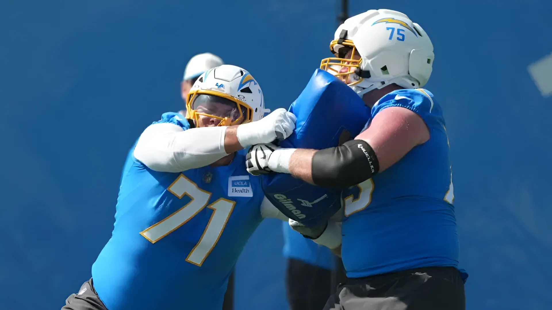 Branson Taylor, left, and Trevor Penning are two of the candidates vying for the Chargers' starting left guard job. Kirb