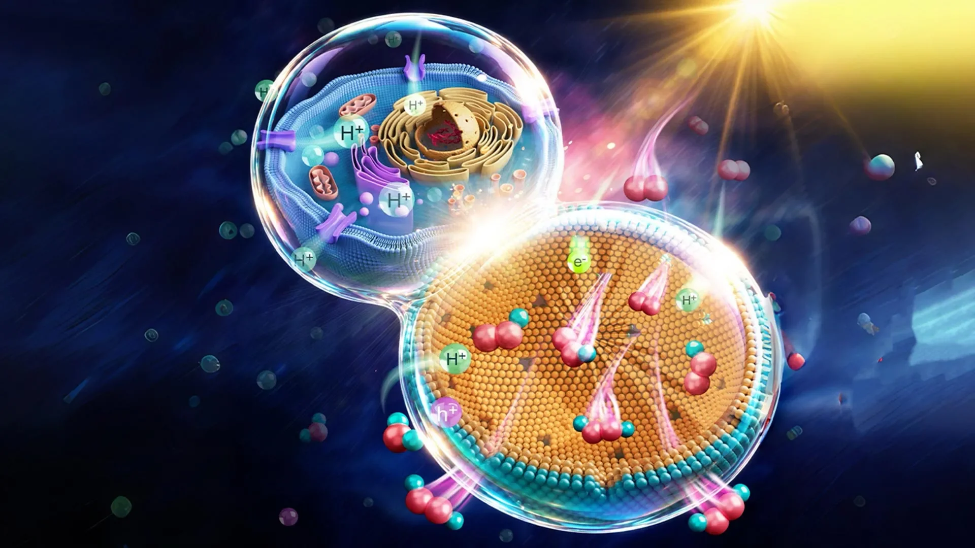 Cell-mimicking nanoreactor designed for artificial photosynthesis. Credit: JACS.