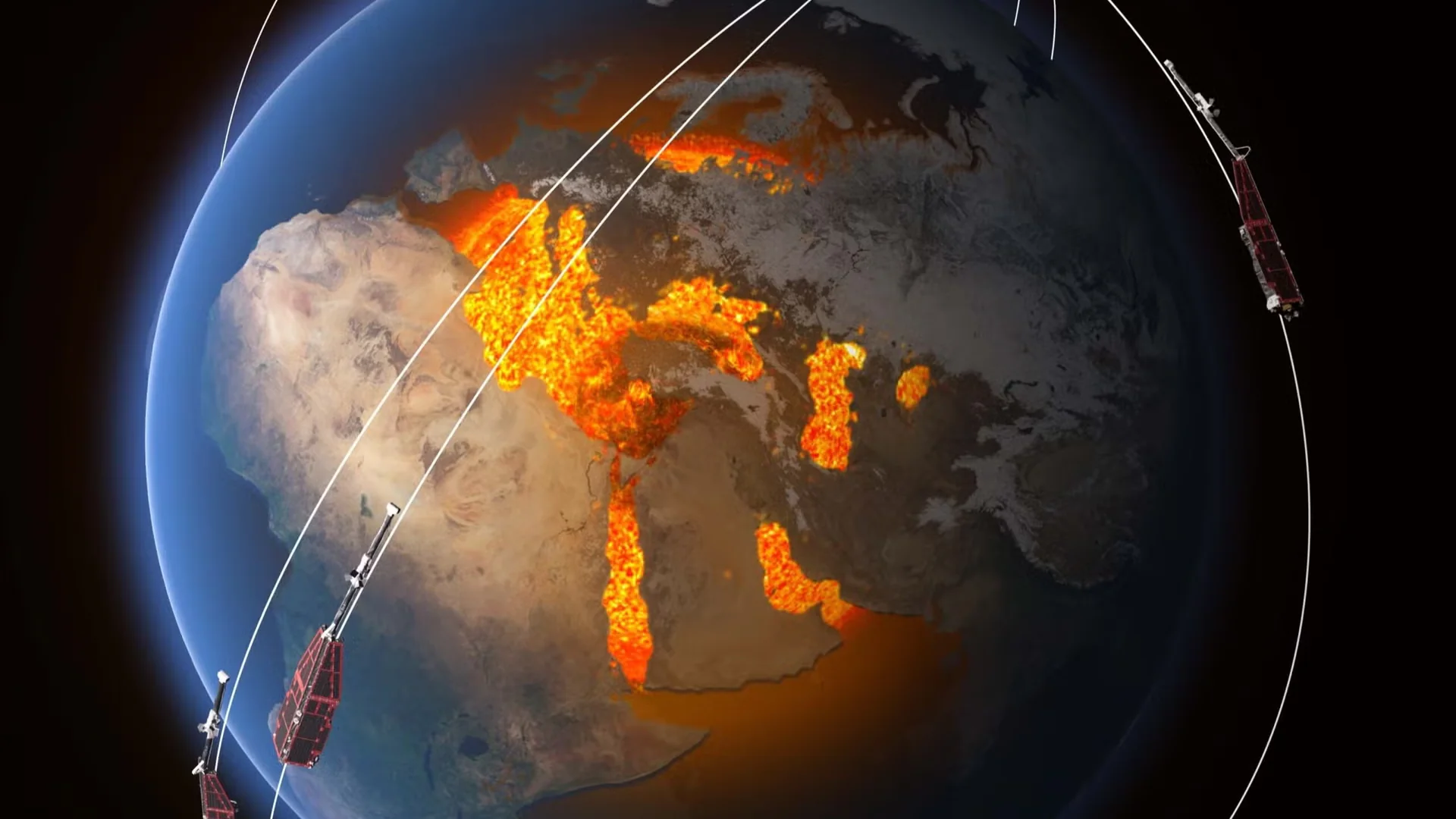 ESA graphic showing Earth's core molten flow reversal beneath the Pacific Ocean.