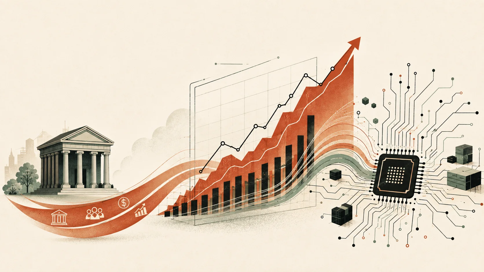 Financial market flows rising toward AI chip infrastructure.