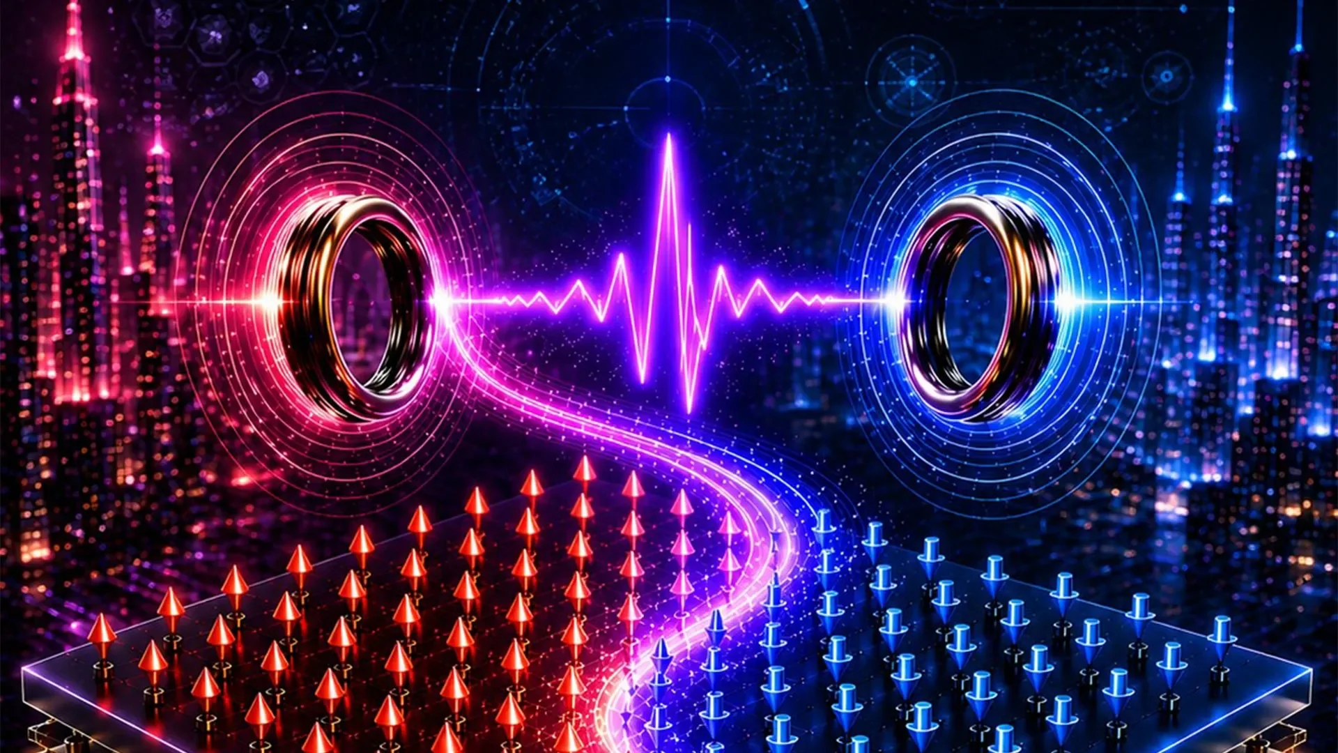 Concept visual of advanced magnetic memory technologies. Credit: Dr. Elton Santos/University of Edinburgh.