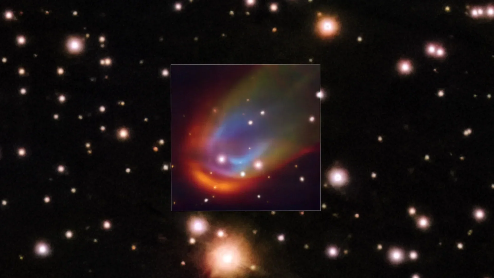 Composite observation from ESO’s VLT MUSE instrument revealing multicolored bow shock emissions in hydrogen, nitrogen, a